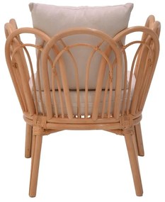 Πολυθρόνα Tania φυσικό rattan-λευκό μαξιλάρι 76x76x76εκ 76x76x76 εκ.