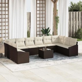 vidaXL Σετ Καναπέ με μαξιλάρι 11 pcs Καφέ συνθετικό ρατάν