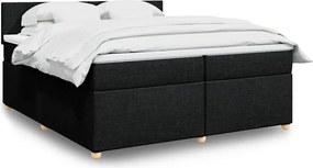 vidaXL Κρεβάτι Boxspring με Στρώμα Μαύρο 200x200 εκ. Υφασμάτινο