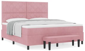 vidaXL Κρεβάτι με Στρώμα και Μπάγκετ Ροζ 180x200 εκ Βελούδο
