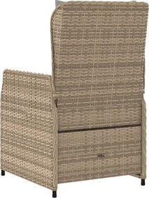 vidaXL Καρέκλες Κήπου Ανακλινόμενες 2 τεμ. Μπεζ Συνθ. Ρατάν