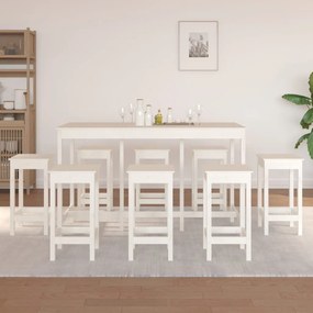 vidaXL Σετ Επίπλων Μπαρ 9 Τεμαχίων Λευκό από Μασίφ Ξύλο Πεύκου