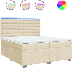 vidaXL Κρεβάτι Boxspring με Στρώμα Κρεμ 200x200 εκ. Υφασμάτινο