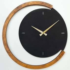 Ρολόι Τοίχου Moon Time 507ATP1514 48x49cm Black-Walnut Wallity Ατσάλι,Ξύλο