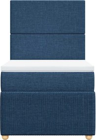 vidaXL Κρεβάτι Boxspring με Στρώμα Μπλε 100 x 200 εκ. Υφασμάτινο