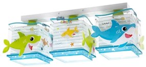 Παιδικό Φωτιστικό Τρίφωτο Οροφής Ράγα 63473 Little Shark Ango-63473-Μπλε 63473