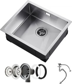 VEVOR 50cm Kitchen Sink Undermount Single Bowl Drop-In Basin Stainless Steel Bar