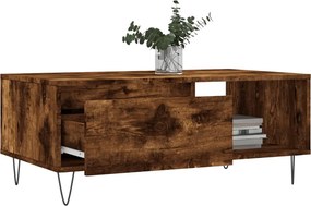 vidaXL Τραπεζάκι Σαλονιού Καπνιστή Δρυς 90x50x36,5 εκ. Επεξεργ. Ξύλο