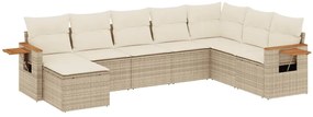vidaXL Σαλόνι Κήπου Σετ 8 τεμ. Μπεζ Συνθετικό Ρατάν με Μαξιλάρια