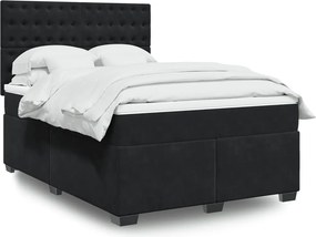vidaXL Κρεβάτι Boxspring με Στρώμα Μαύρο 160x200 εκ. Βελούδινο
