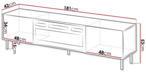 Τραπέζι Tv Charlotte S103, Κασμίρι, 181x42x42cm, 44 kg | Epipla1.gr