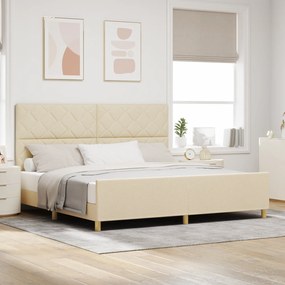 vidaXL Κρεβάτι Κρεμ 200x200 εκ. Υφάσματος