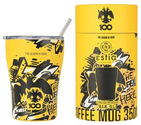 Estia 00-27261 Travel Mug Save The Aegean Ποτήρι Θερμός Ανοξείδωτο BPA Free 350ml AEK BC Edition The Queen is Here με Καλαμάκι