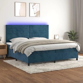 ΚΡΕΒΑΤΙ BOXSPRING ΜΕ ΣΤΡΩΜΑ &amp; LED ΣΚ. ΜΠΛΕ 200X200ΕΚ. ΒΕΛΟΥΔΙΝΟ 3136207