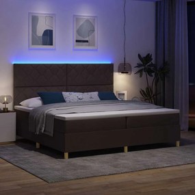 vidaXL LED Κρεβάτι με βάθρο Σκούρο Καφέ 200 x 200 cm ύφασμα