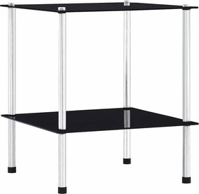 vidaXL Ραφιέρα 2 Επιπέδων Μαύρη 40 x 40 x 47 εκ. από Ψημένο Γυαλί