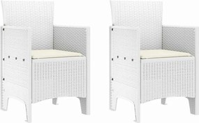 vidaXL Καρέκλα Κήπου 2 pcs Λευκό 53 x 49 x 85 εκ. Πολυπροπυλένιο