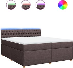 vidaXL Κρεβάτι Boxspring με Στρώμα Σκούρο Καφέ 200x200 εκ. Υφασμάτινο
