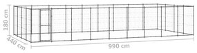 Κλουβί Σκύλου Εξωτερικού Χώρου 43,56 μ² από Ατσάλι - Μαύρο