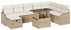 vidaXL Σετ Καναπέ Κήπου 9 pcs Μπεζ συνθετικό ρατάν
