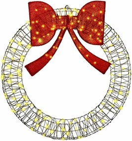 vidaXL Στεφάνι με 150 LED Θερμό λευκό 121 x 121 x 10 εκ Ρατάν