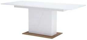 Τραπέζι Fresno R109, Γυαλιστερό λευκό, Riviera δρυς, Άσπρο, 79x90x160cm, 73 kg, Επιμήκυνση, Πλαστικοποιημένη μοριοσανίδα | Epipla1.gr