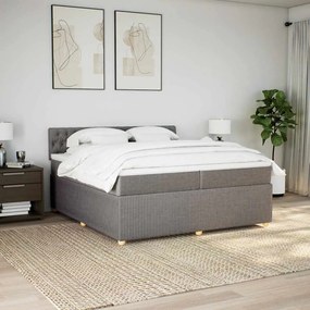 vidaXL Κρεβάτι Boxspring με Στρώμα Taupe 200x200 εκ. Υφασμάτινο