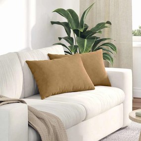 vidaXL Μαξιλάρι Καναπέ 2 τμχ. Βελούδο Καφέ 60 x 40 cm