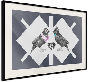 Αφίσα - Bird Love - 30x20 - Μαύρο - Με πασπαρτού