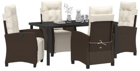 vidaXL Σετ Επίπλων Κήπου 5 Τεμαχίων Καφέ Poly Rattan