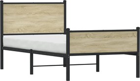 vidaXL Σκελετός Κρεβ. Χωρίς Στρώμα Sonoma Δρυς 90x200 εκ. Μεταλλικό