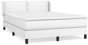 vidaXL Κρεβάτι Boxspring με Στρώμα Λευκό 140x200εκ.από Συνθετικό Δέρμα