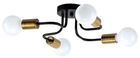 Φωτιστικό Οροφής-Πλαφονιέρα Miles 77-8097 42x42x13 Black-Brass Gold Homelighting Μέταλλο