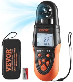 VEVOR Bluetooth Handheld Anemometer, 14℉-140℉, Digital Wind Speed Meter Gauge with LED Backlight Screen, Measures Wind Velocity Wind Temperature Air Flow Wind Chill, for Surfing Drone Flying HVAC