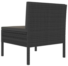 Καρέκλες Εξωτερικού Χώρου 3 τεμ Μαύρες Συνθ. Ρατάν με Μαξιλάρια - Μαύρο