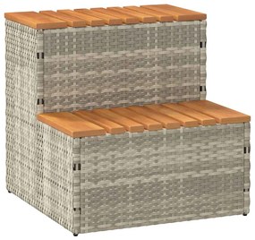 vidaXL Βήμα υδρομασάζ Αν. Γκρι 50x50x50,5εκ. Συνθετικό Ρατάν/Ακακίας