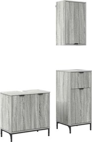 vidaXL Σετ Επίπλων Μπάνιου 3 pcs Γκρι sonoma Επεξεργασμένο ξύλο