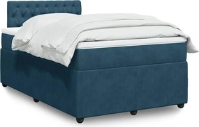 vidaXL Κρεβάτι Boxspring με Στρώμα Μπλε 120x190 εκ. Βελούδινο