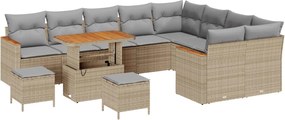 vidaXL Σετ Καναπέ Κήπου 12 pcs Μπεζ συνθετικό ρατάν