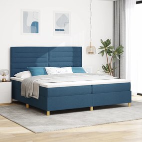 vidaXL Κρεβάτι Box Spring με Στρώμα & LED Μπλε 200x200 cm Υφάσματος