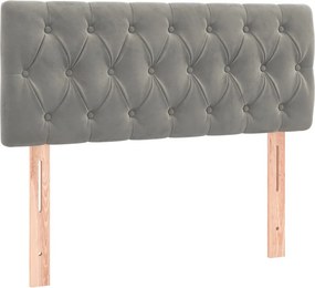 vidaXL Κρεβάτι Boxspring με Στρώμα &amp; LED Αν.Γκρι 90x190 εκ. Βελούδινο