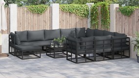 vidaXL Σετ Καναπέ Κήπου 12 pcs Μαύρο 71.5 x 71.5 x 71 εκ. Μέταλλο