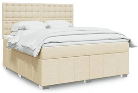 vidaXL Κρεβάτι Boxspring με Στρώμα Κρεμ 180x200 εκ. Υφασμάτινο