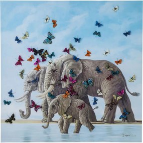 Πίνακας Ελέφαντας Με Πεταλούδες 120x3.5x120εκ
