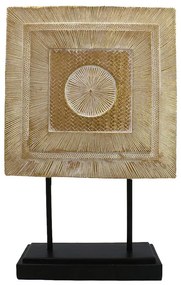 Διακοσμητικό Αντικείμενο Επιτραπέζιο Square Drum 022296 25,5x7,5xH39,5cm Natural-Black Polyresin