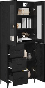 vidaXL Highboard Μαύρη Οξυά 69,5 x 34 x 180 εκ. Επεξεργασμένο ξύλο