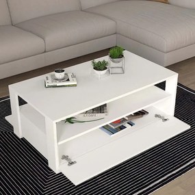 Τραπεζάκι σαλονιού Balina  χρώμα λευκό 110x60x40εκ.