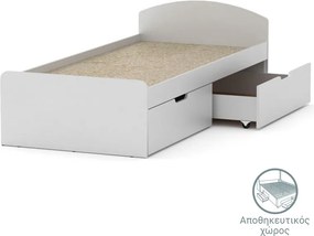 Κρεβάτι Regan pakoworld λευκό αποθηκευτικός χώρος 90x200εκ