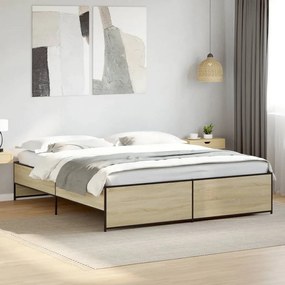 vidaXL Πλαίσιο Κρεβατιού Sonoma Δρυς 180x200 εκ. Επεξ. Ξύλο &amp; Μέταλλο