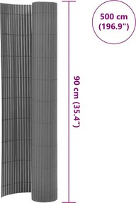 vidaXL Περίφραξη Κήπου Διπλής Όψης Γκρι 90 x 500 εκ. από PVC